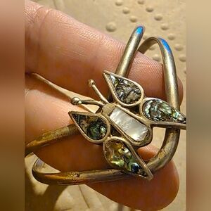 Vintage 60s Era Alpaca Butterfly Cuff Bracelet Made in Mexico